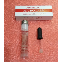 Microcaps 1-000 - 200 - 20,0ul - Drummond - Embalagem c/ 100 Microcaps e 1 bulbo dispensador.