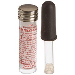 Microcaps 1-000-0100 - 10ul Drummond - Embalagem c/ 100 Microcaps e 1 bulbo dispensador.