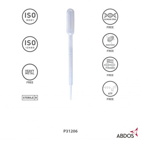 Pipeta Pasteur 3ml, embalagem individual, cx/450, estéril