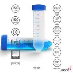 Tubo cônico 50ml, PP/HDPE, transparente, pt/25, estéril